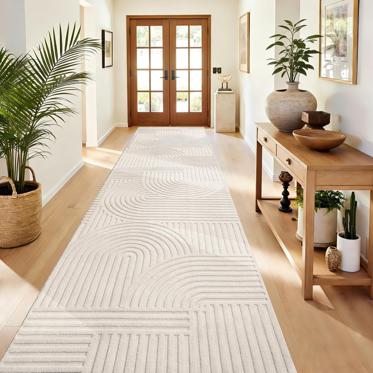 Pauwer 5x7 Area Rugs for Living Room, Modern Non Slip Washable Rug, Beige