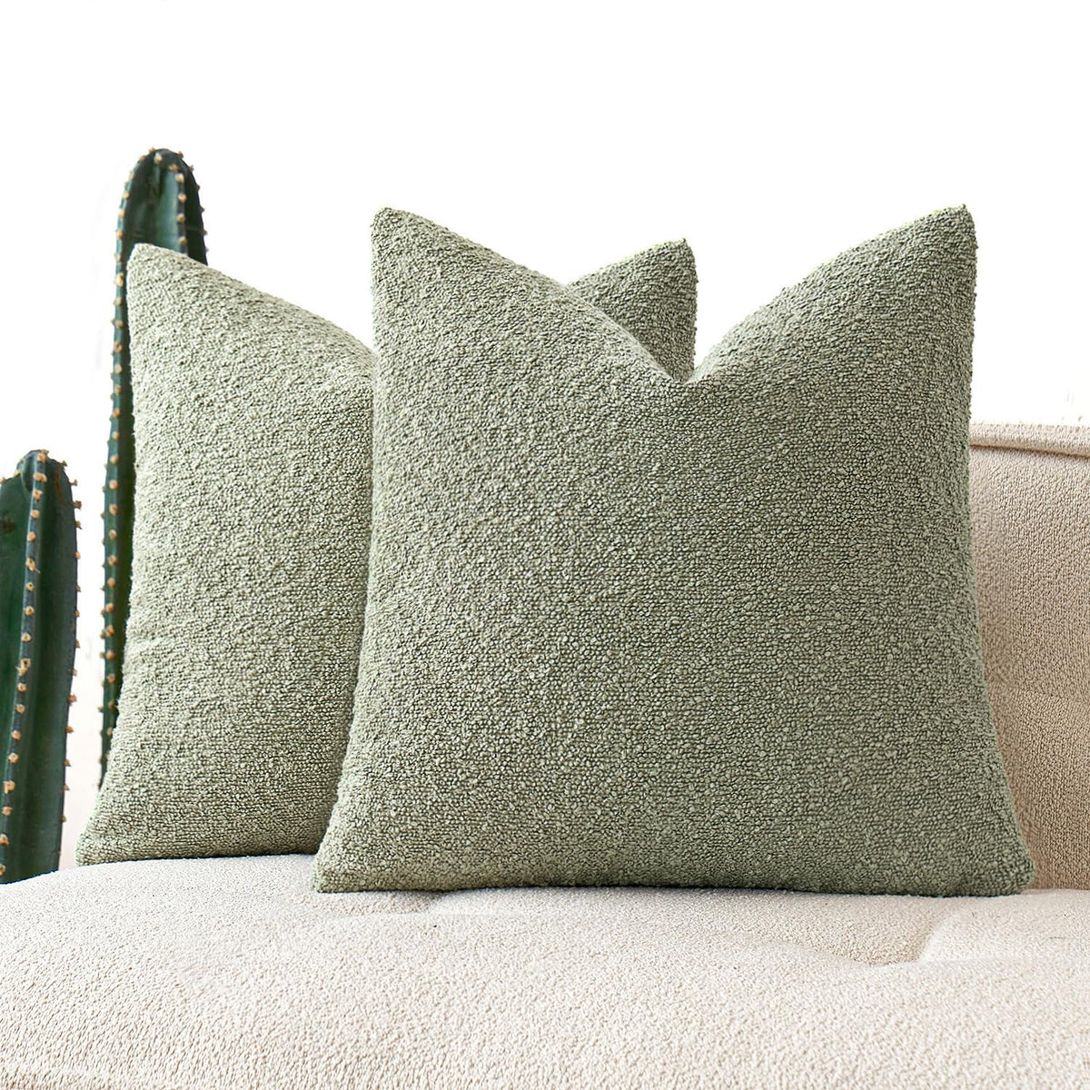 MIULEE 20x20 Decorative Boucle Couch Pillow Covers Brown