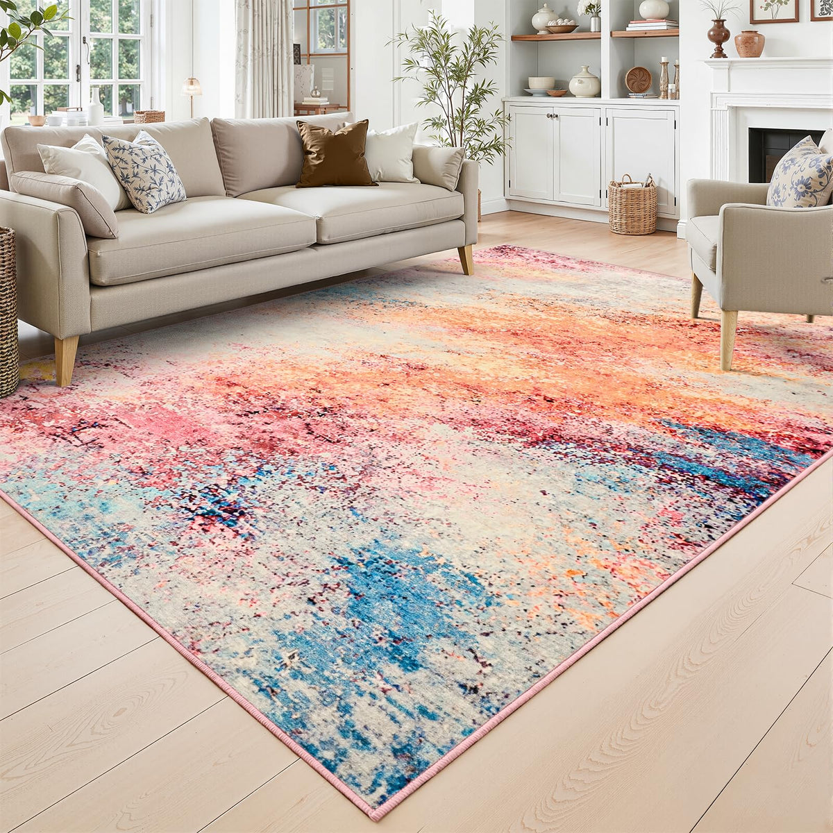 Toneed 4'x6' Washable Area Rugs for Bedroom Living Room, 48"x72" Grey