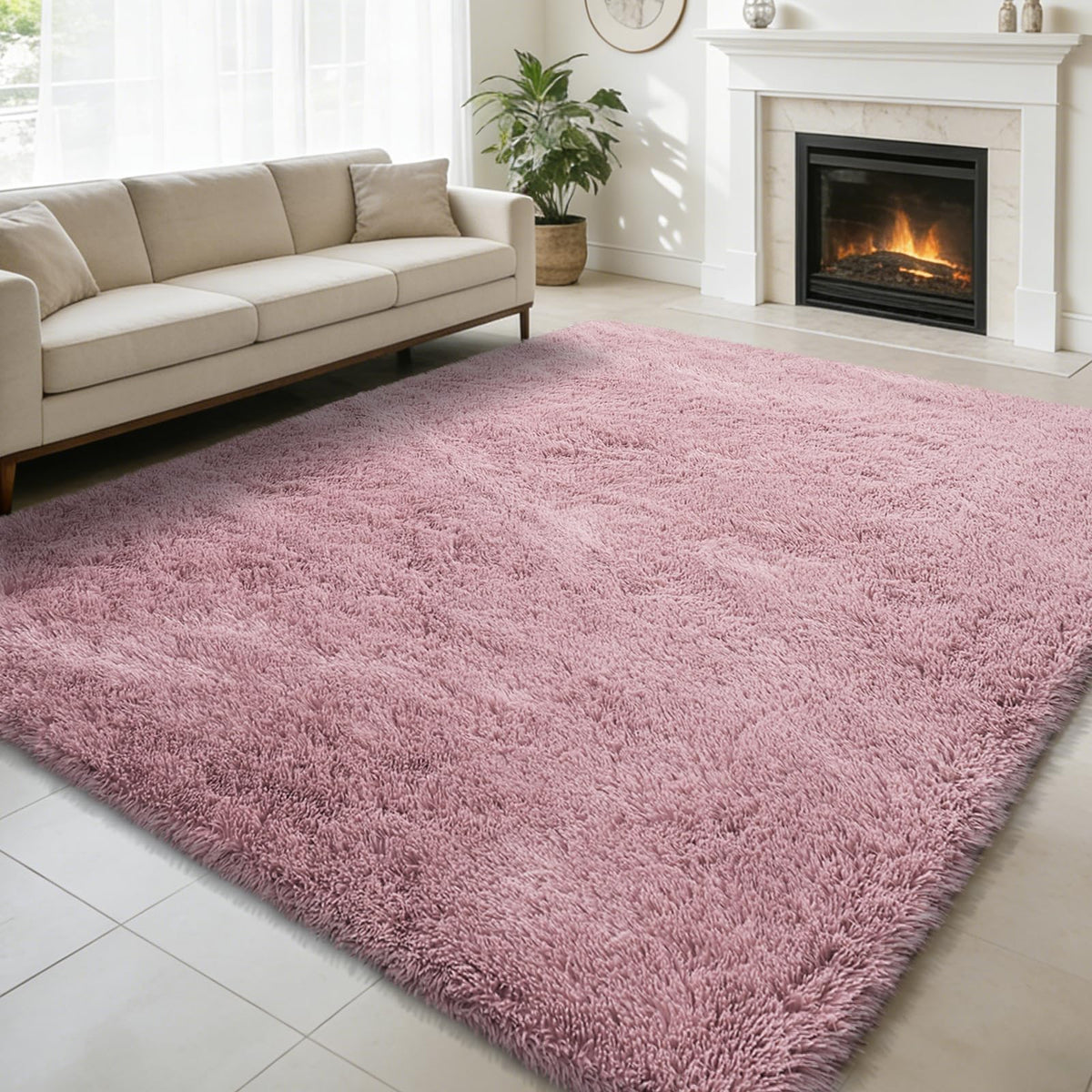 6x9 Black Fluffy Area Rug for Living Room,Large Shag Area Rugs for Bedroom