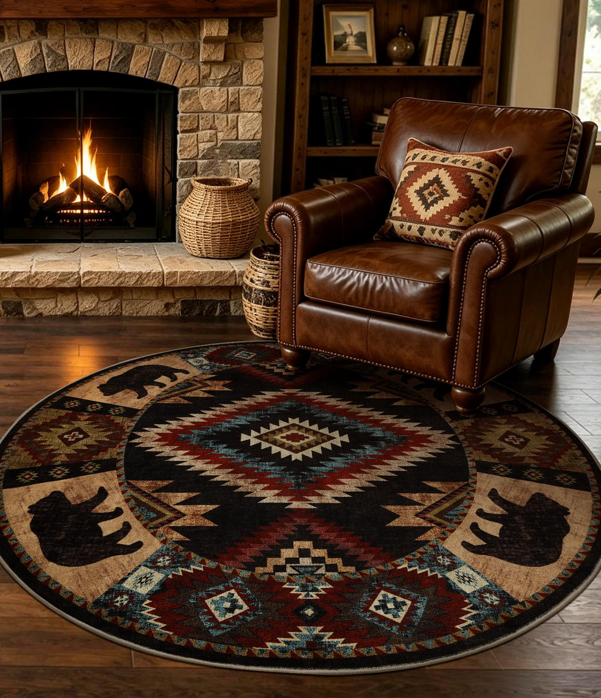 YIHOUSE Washable Rustic Cabin Area Rugs 5x7 Brown