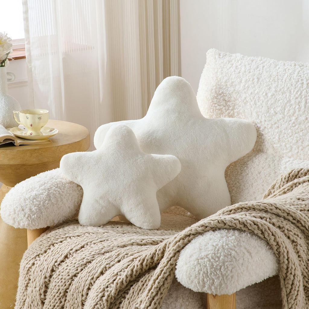 Set of 2 Star Pillow Room Decor Home Decor Throw Pillows,White 15"