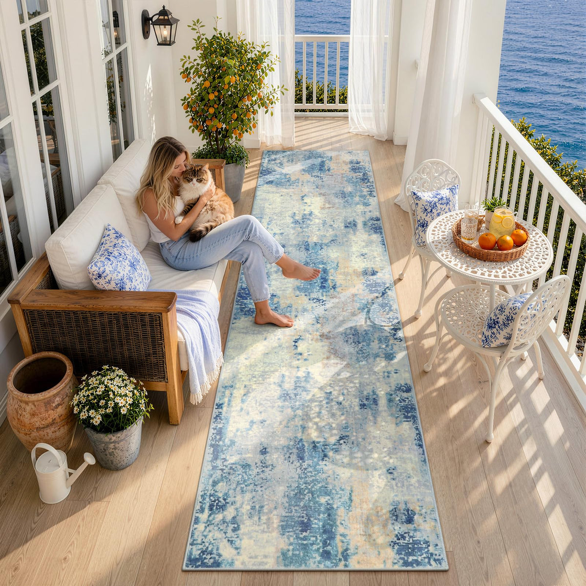 Lahome Modern Abstract Washable 5x7 Area Rugs for Living Room, Colorful Soft Bedroom Rug Low Pile Non Slip,Stain Resistance Dining Room Carpet for Nursery Office Entrance Home Office Decor