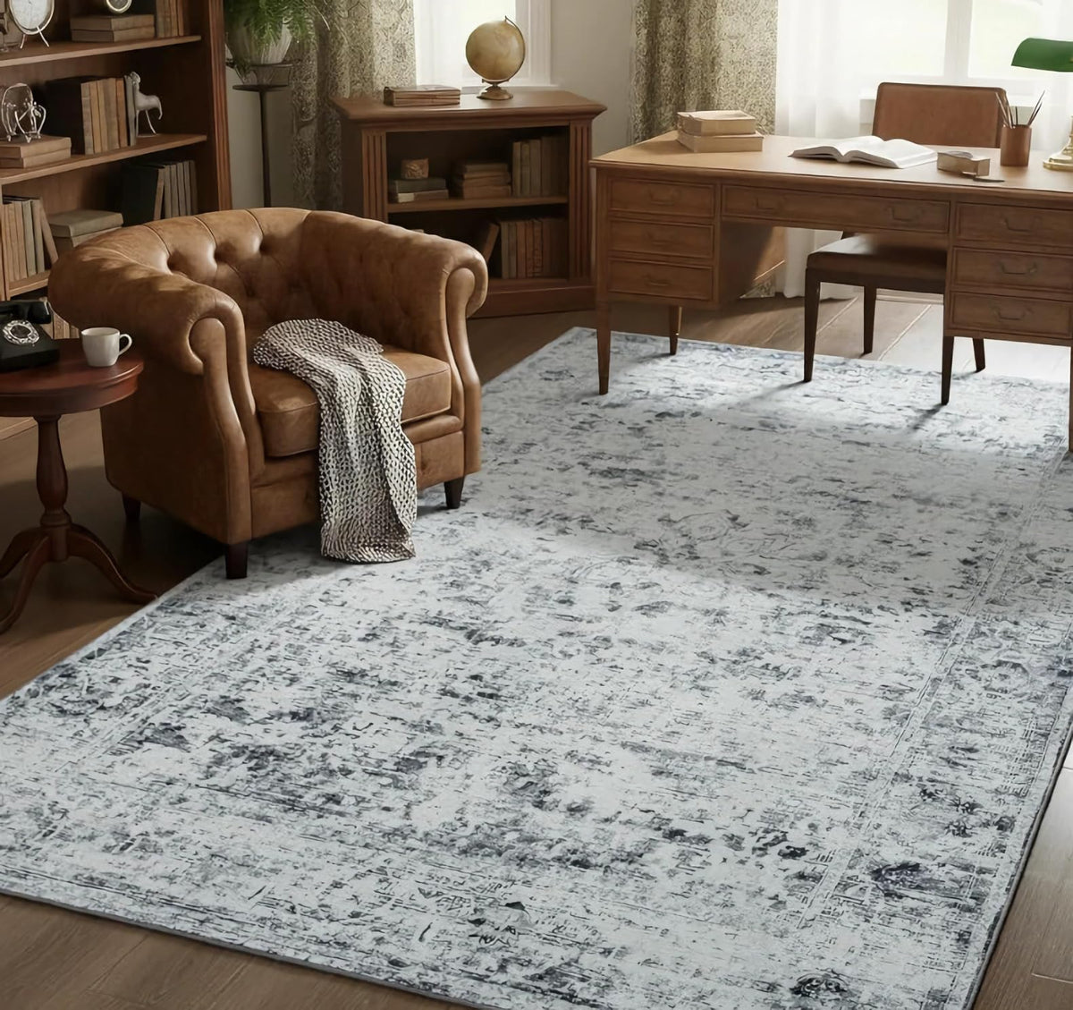 Washable 9x12 Area Rug for Living Room, Non-Slip Large Pink Bedroom Rugs
