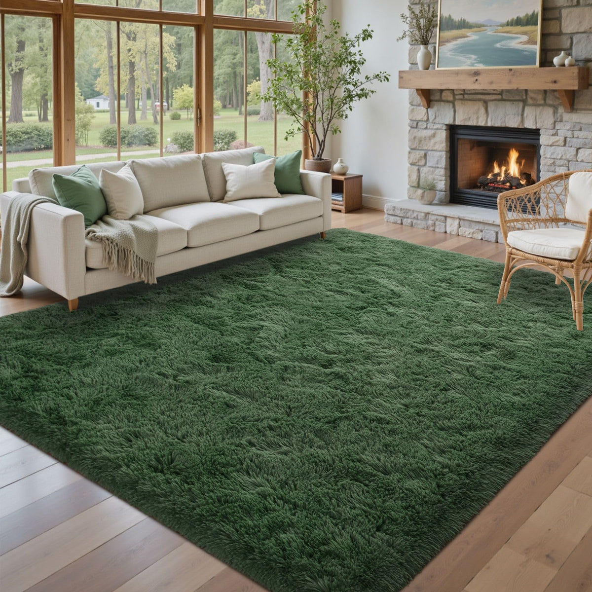 5x7 Black Area Rugs for Living Room, Large Fluffy Shag Bedroom Rugs Non-Slip, Ultra Soft Plush Carpet for Nursery Kids PlayRoom Dorm Office Indoor Modern Carpets
