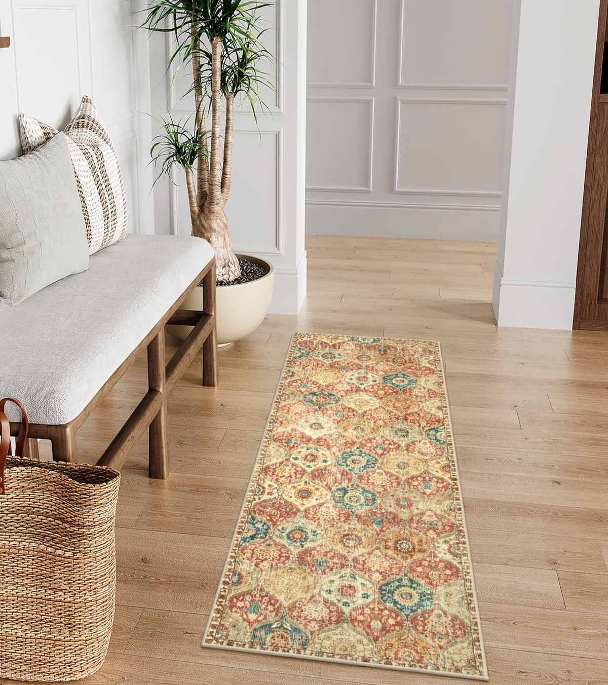 Lahome Moroccan Machine Washable Rugs for Living Room, 4x6 Rug for Bedroom