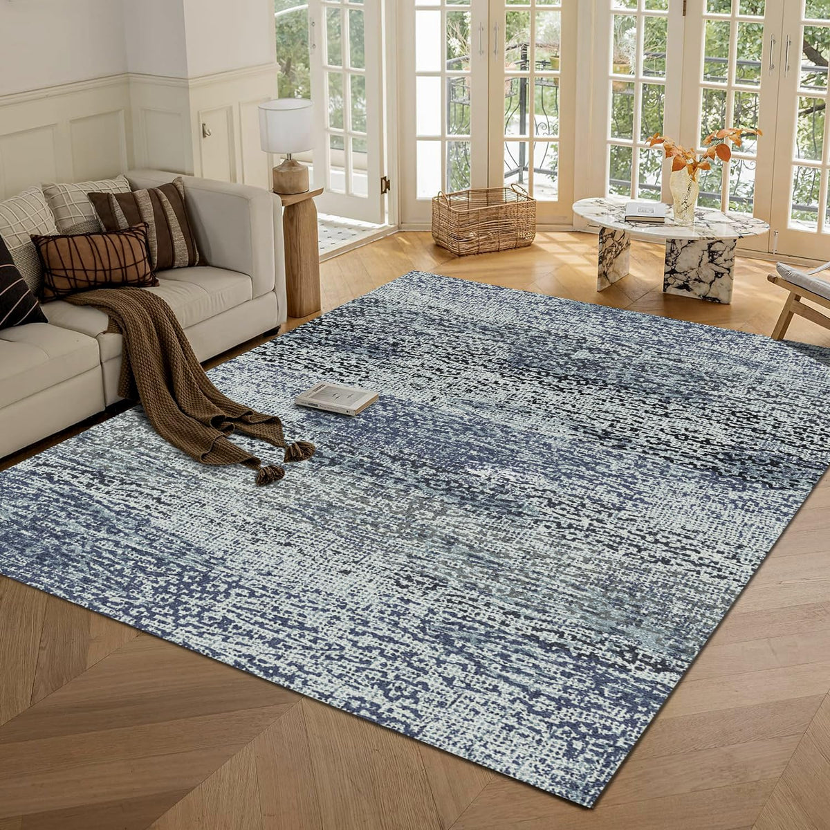 RUGSURE Washable Area Rugs - Perfect for Living Room, Bedroom, Kids Room, Nursery - Stain & Water Resistant Non-Slip, Pet & Child Friendly, Vintage Tribal Area Rugs (Green, 5' x 7')