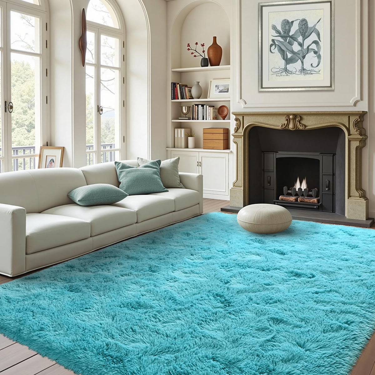 5x8 Area Rugs For Living Room Fluffy Black Rug For Bedroom (Black)