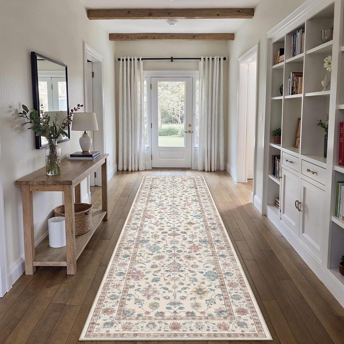 HUGEAR 3x5 Colorful Retro Floral Washable Area Rug for Entryway