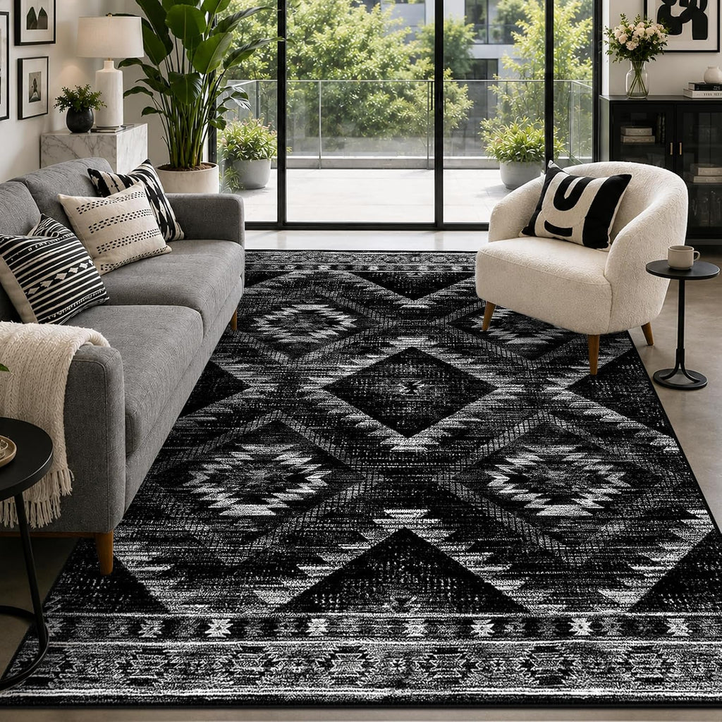 BESTSWEETIE 5'x7' Washable Area Rug for Living Room Bedroom Black
