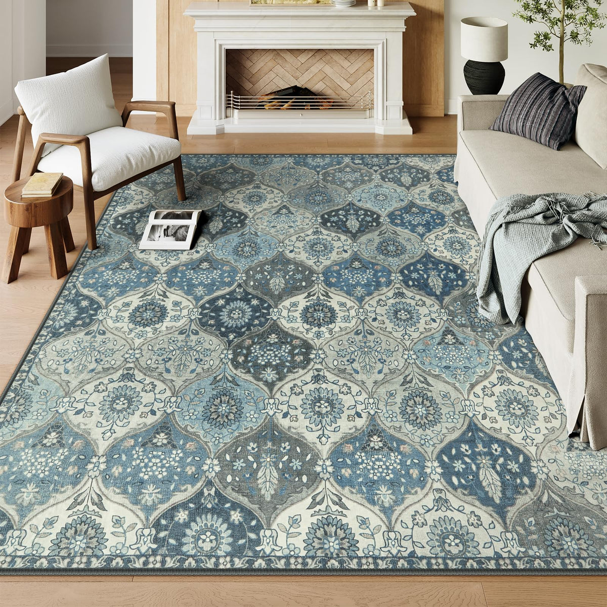 Lahome Moroccan Machine Washable Rugs for Living Room, 4x6 Rug for Bedroom
