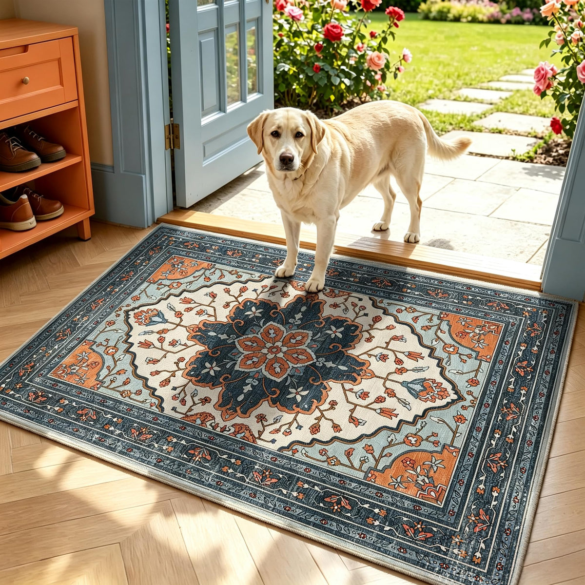 YARNSCAPE 2' x 3' Machine Washable Area Rug, Non-Slip Low-Pile Carpet