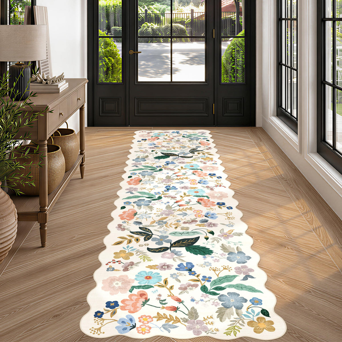 Hallway Washable Runner Rug - 2x10 Kitchen Rugs Entryway Rug Runner Vintage Soft Floor Mat Non Slip Indoor Farmhouse Carpet for Bathroom Living Room Bedroom (2 X 10, Beige)