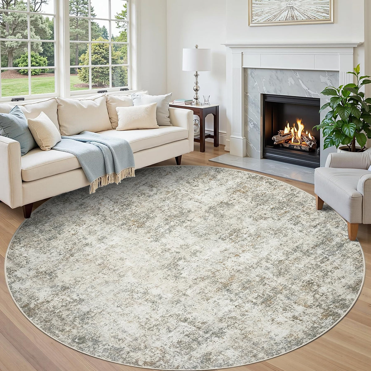 8x10 Area Rugs for Living Room Washable Bedroom Dining Room Blue Grey