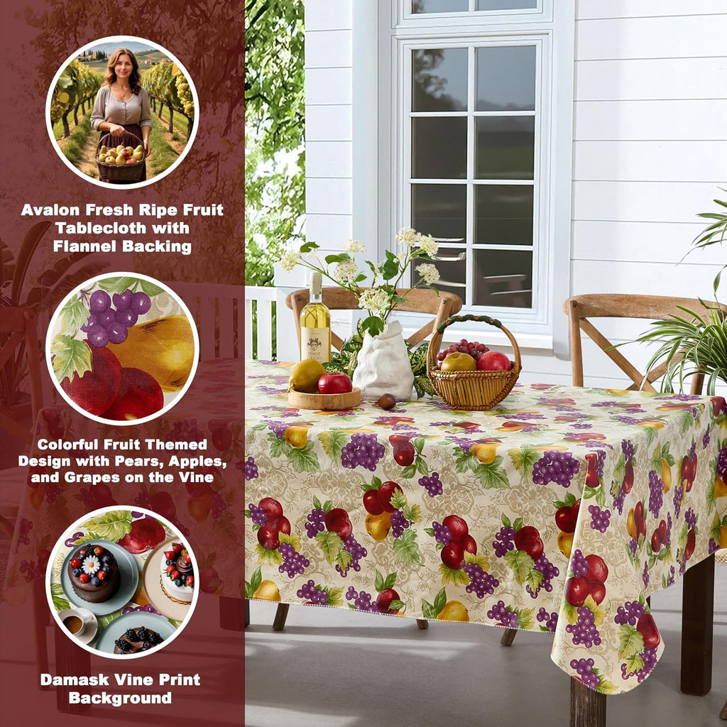 Newbridge Avalon Fresh Ripe Fruit 52”x52” Square Vinyl Tablecloth