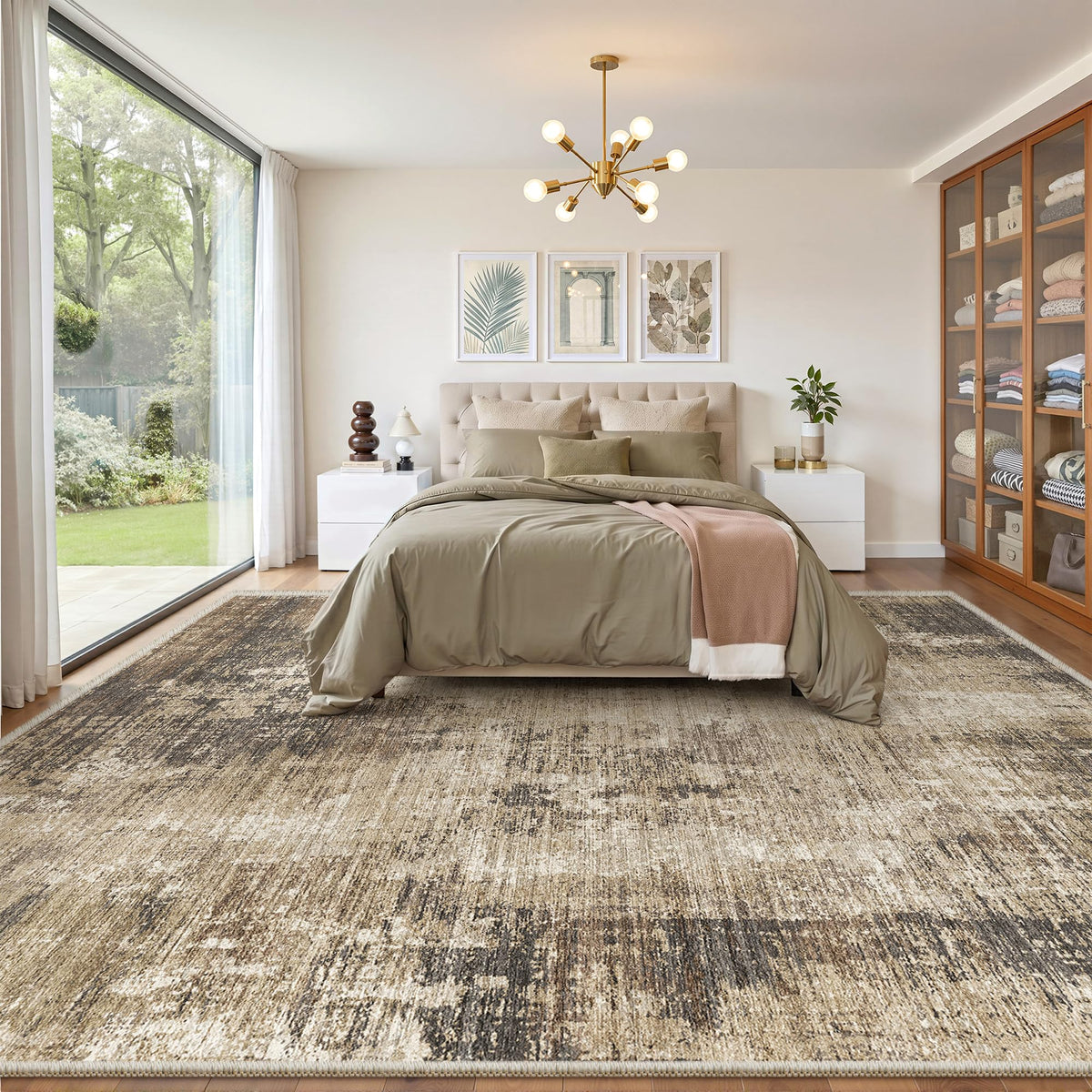 Valenrug Washable Rugs 5x7, Non Slip Large Area Rugs for Living Room, Beige
