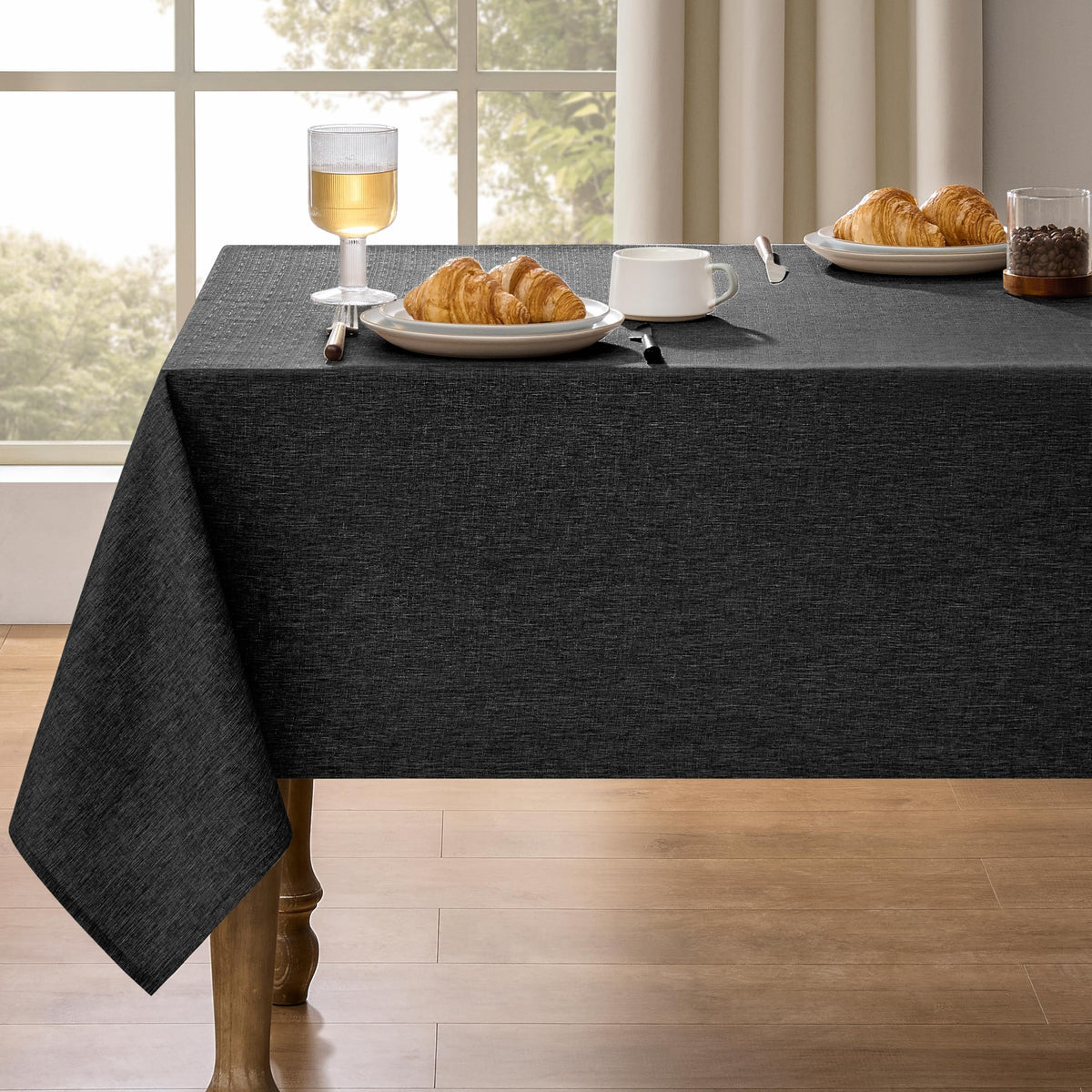 Decorelia Sage Green Linen Textured Tablecloth Rectangular 52 x70 Inch
