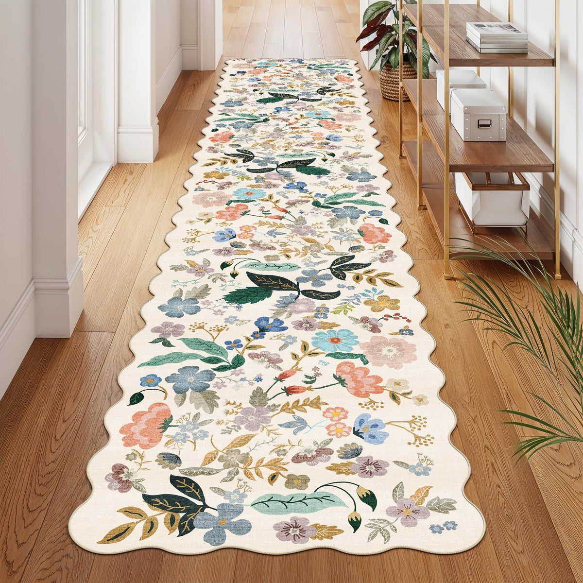 Hallway Washable Runner Rug - 2x10 Kitchen Rugs Entryway Rug Runner Vintage Soft Floor Mat Non Slip Indoor Farmhouse Carpet for Bathroom Living Room Bedroom (2 X 10, Beige)