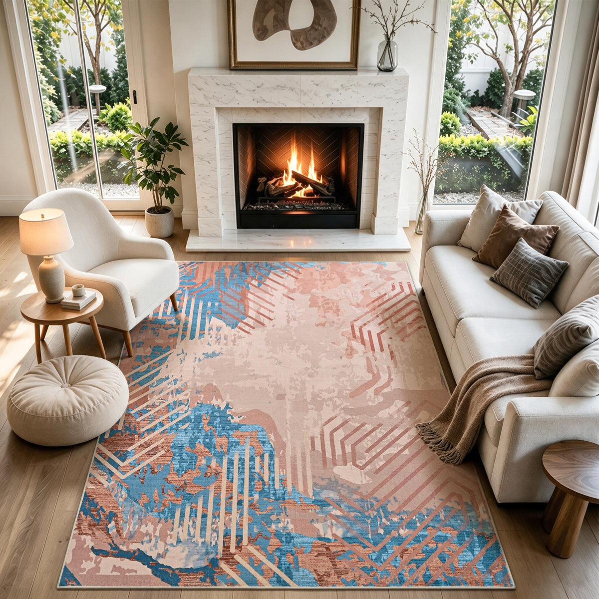Toneed 4'x6' Washable Area Rugs for Bedroom Living Room, 48"x72" Grey