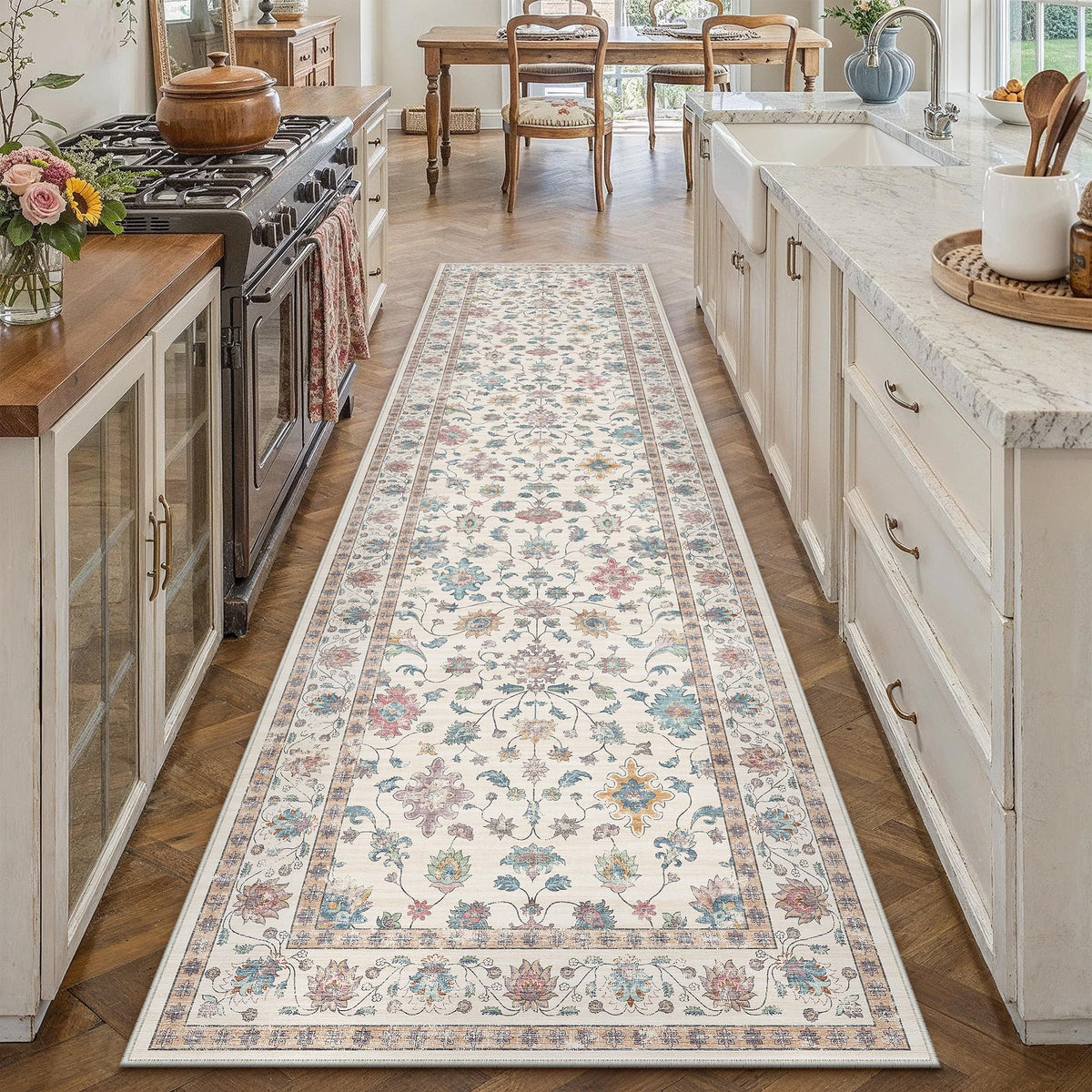 HUGEAR 3x5 Colorful Retro Floral Washable Area Rug for Entryway
