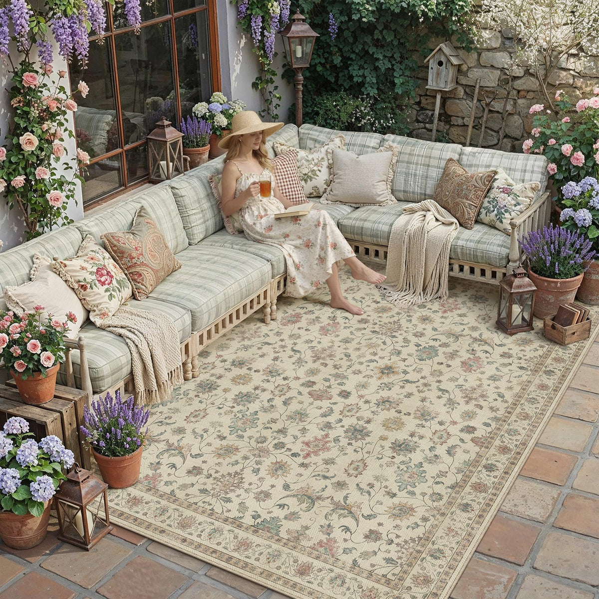 HUGEAR 3x5 Colorful Retro Floral Washable Area Rug for Entryway