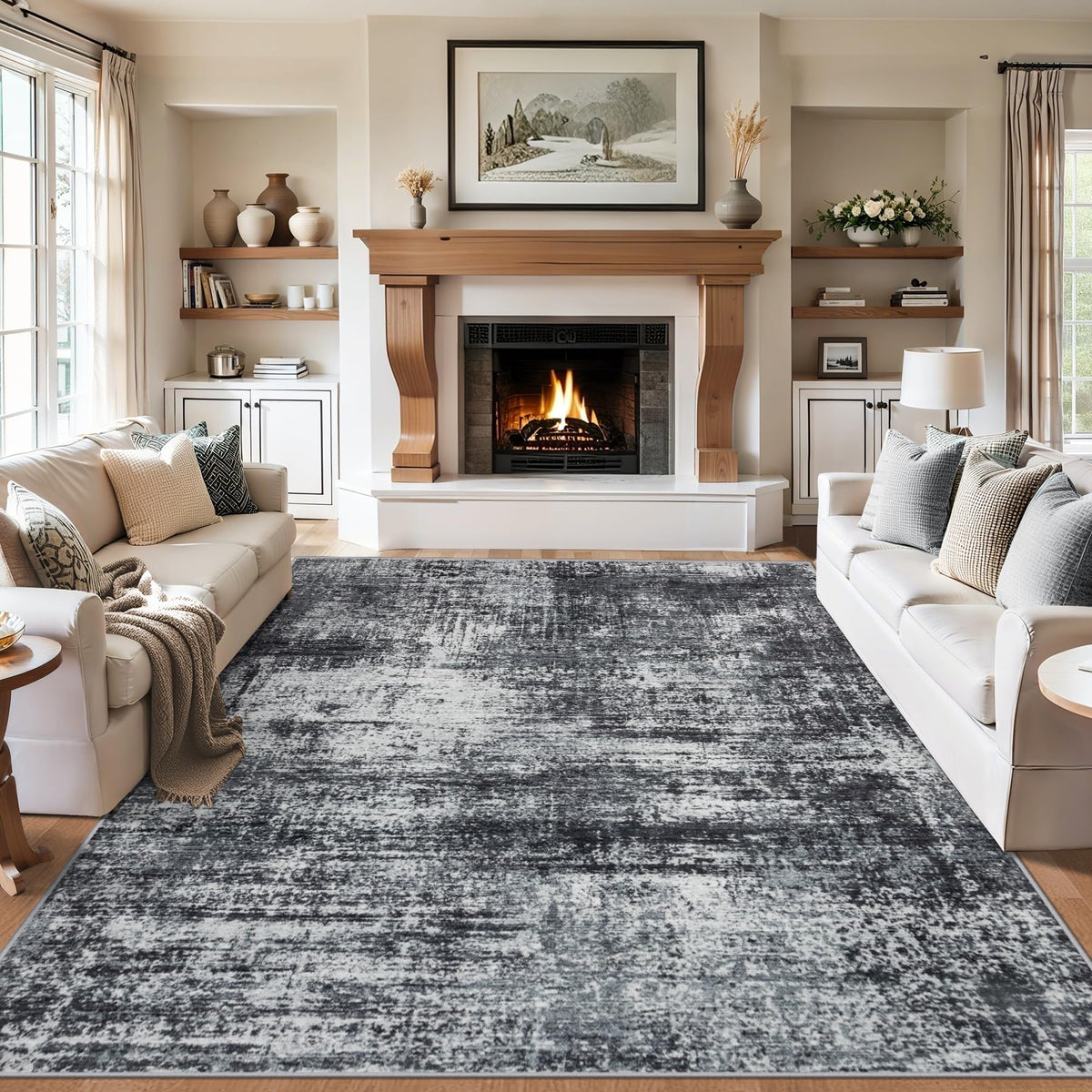 PLHXFR 8x10 Area Rug Living Room: Modern Abstract Washable Carpet Multi