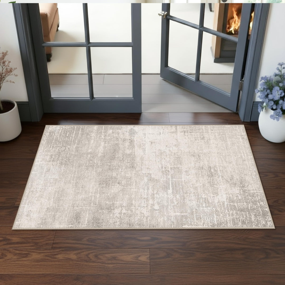 Hallway Washable Runner Rug - 2x10 Kitchen Rugs Entryway Rug Runner Vintage Soft Floor Mat Non Slip Indoor Farmhouse Carpet for Bathroom Living Room Bedroom (2 X 10, Beige)