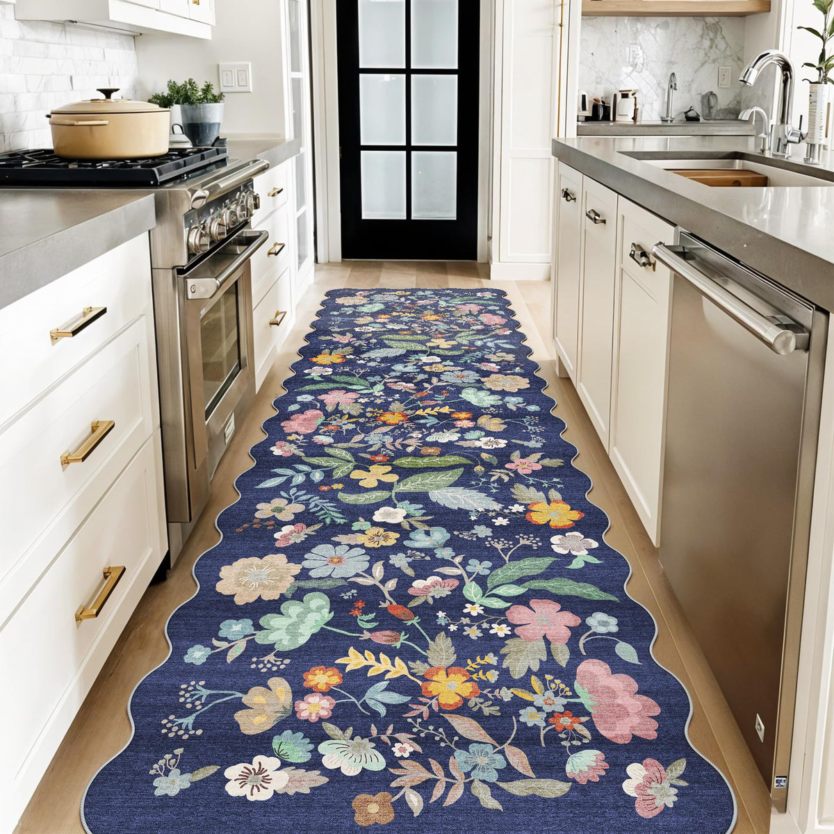 Hallway Washable Runner Rug - 2x10 Kitchen Rugs Entryway Rug Runner Vintage Soft Floor Mat Non Slip Indoor Farmhouse Carpet for Bathroom Living Room Bedroom (2 X 10, Beige)