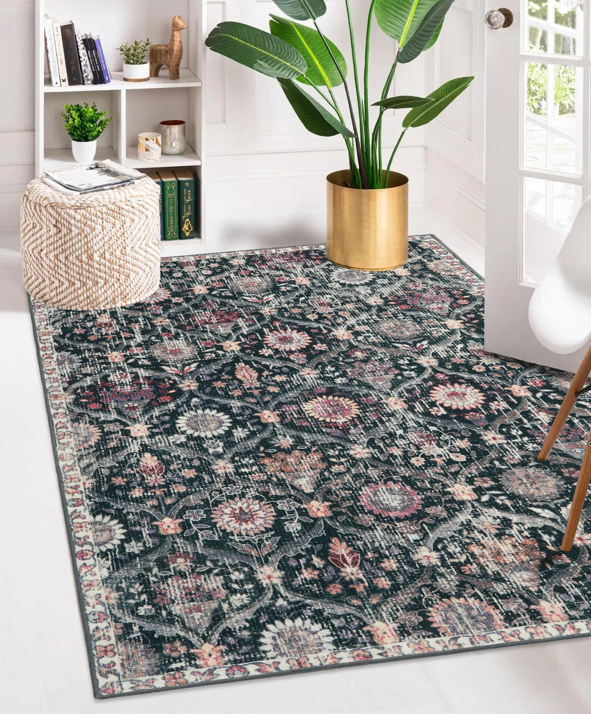 Lahome Moroccan Machine Washable Rugs for Living Room, 4x6 Rug for Bedroom