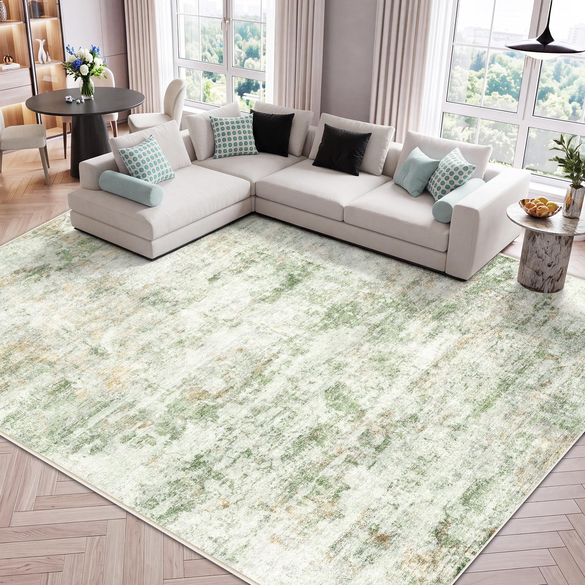 LIVELYGLOW 5x7 Washable Vintage Area Rug, Bedroom Dorm Rug