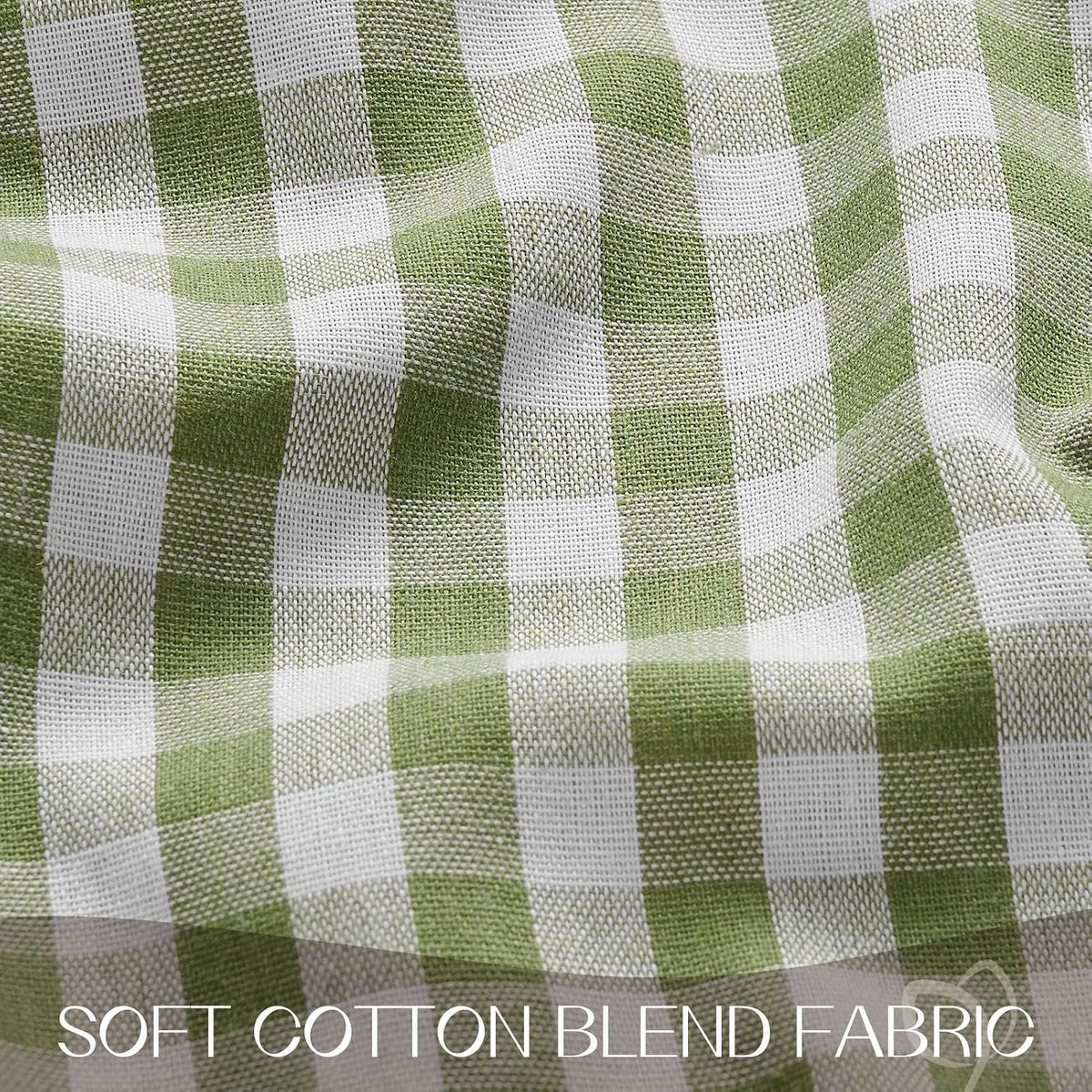 Romanstile Gingham Ruffled Tablecloth Rectangle, 60 x 84 Inch, Sage Green