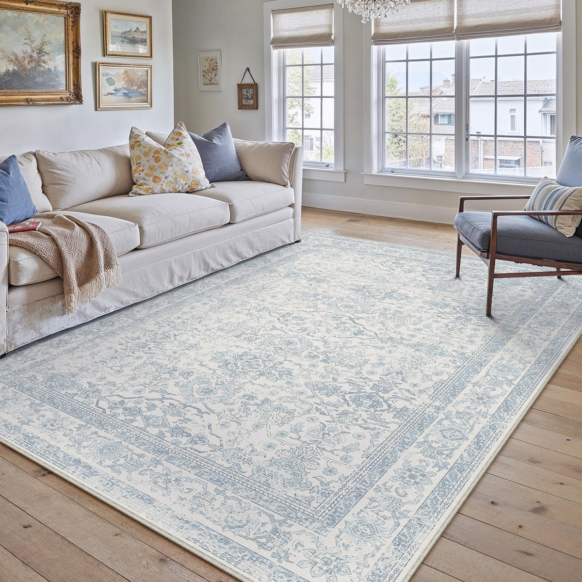 HUGEAR 3x5 Colorful Retro Floral Washable Area Rug for Entryway