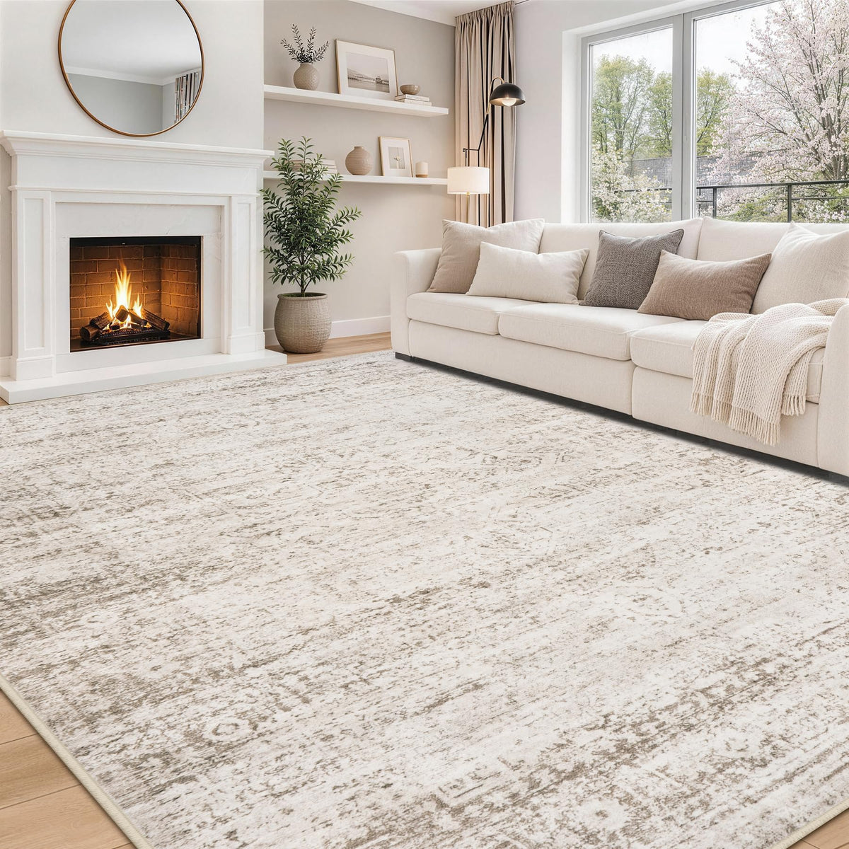 8x10 Area Rugs for Living Room Bedroom Dining Room Washable Blue Grey