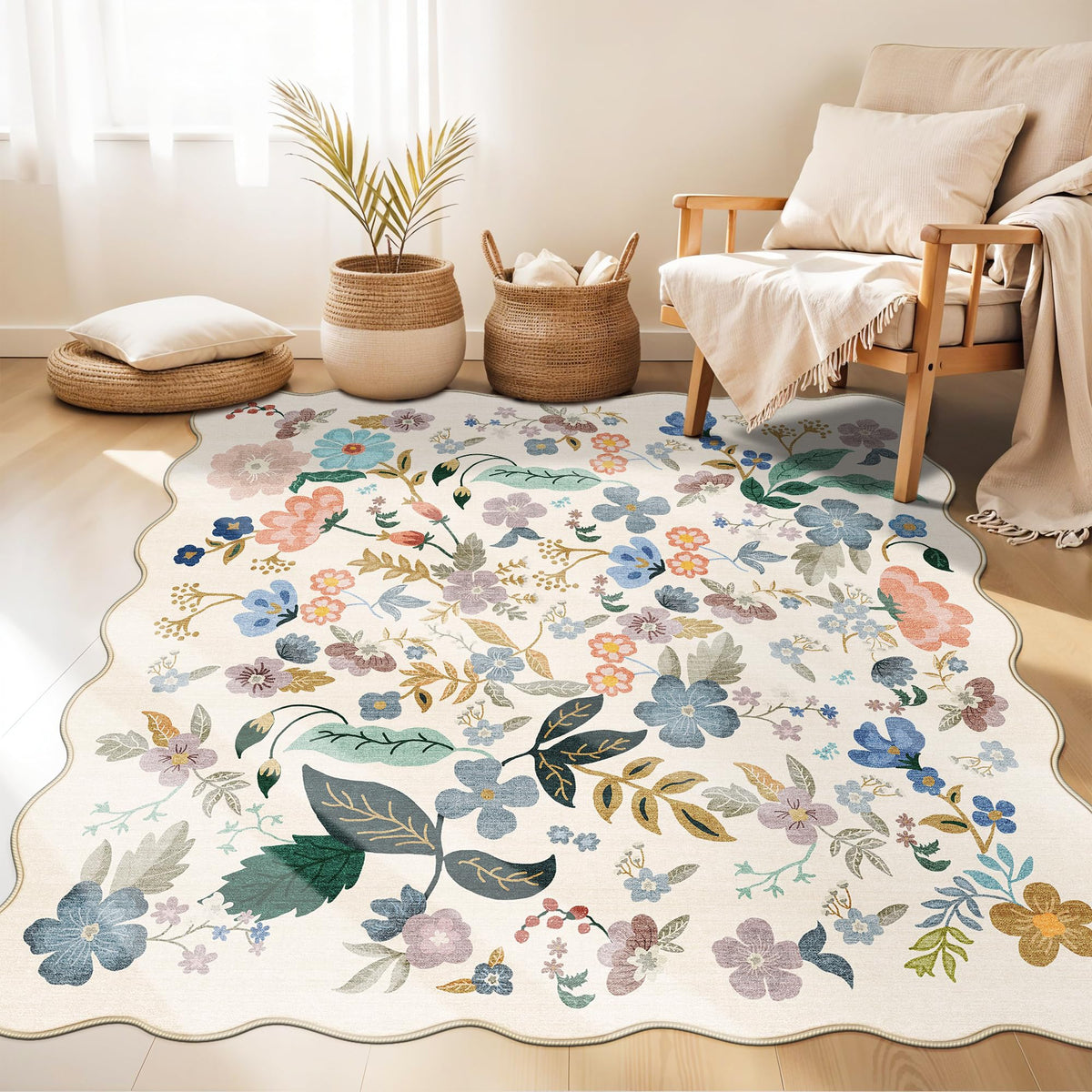 Hallway Washable Runner Rug - 2x10 Kitchen Rugs Entryway Rug Runner Vintage Soft Floor Mat Non Slip Indoor Farmhouse Carpet for Bathroom Living Room Bedroom (2 X 10, Beige)