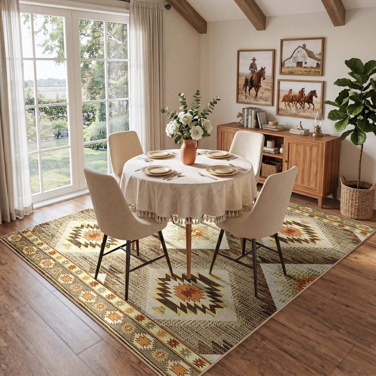 BESTSWEETIE 5'x7' Washable Area Rug for Living Room Bedroom Black