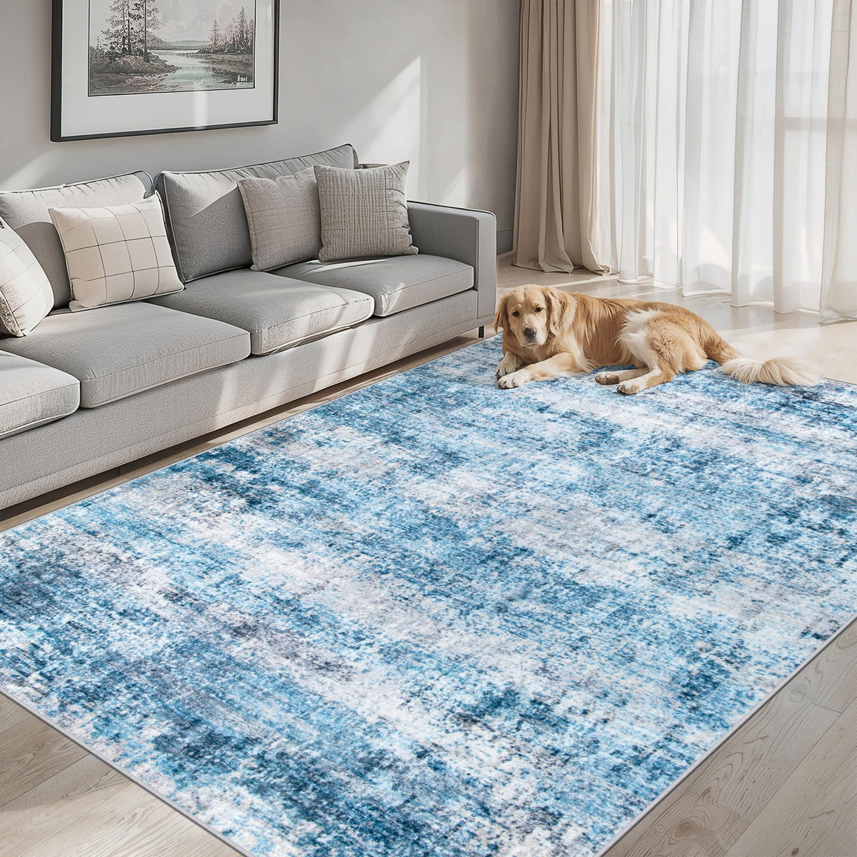 PLHXFR 8x10 Area Rug Living Room: Modern Abstract Washable Carpet Multi