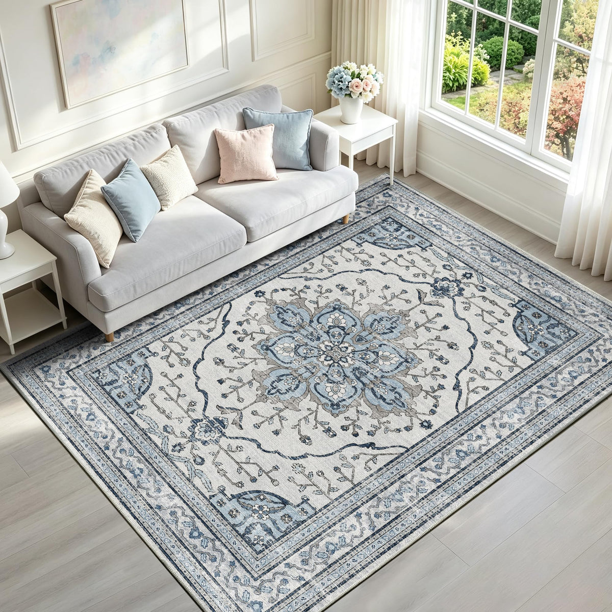 YARNSCAPE 2' x 3' Machine Washable Area Rug, Non-Slip Low-Pile Carpet