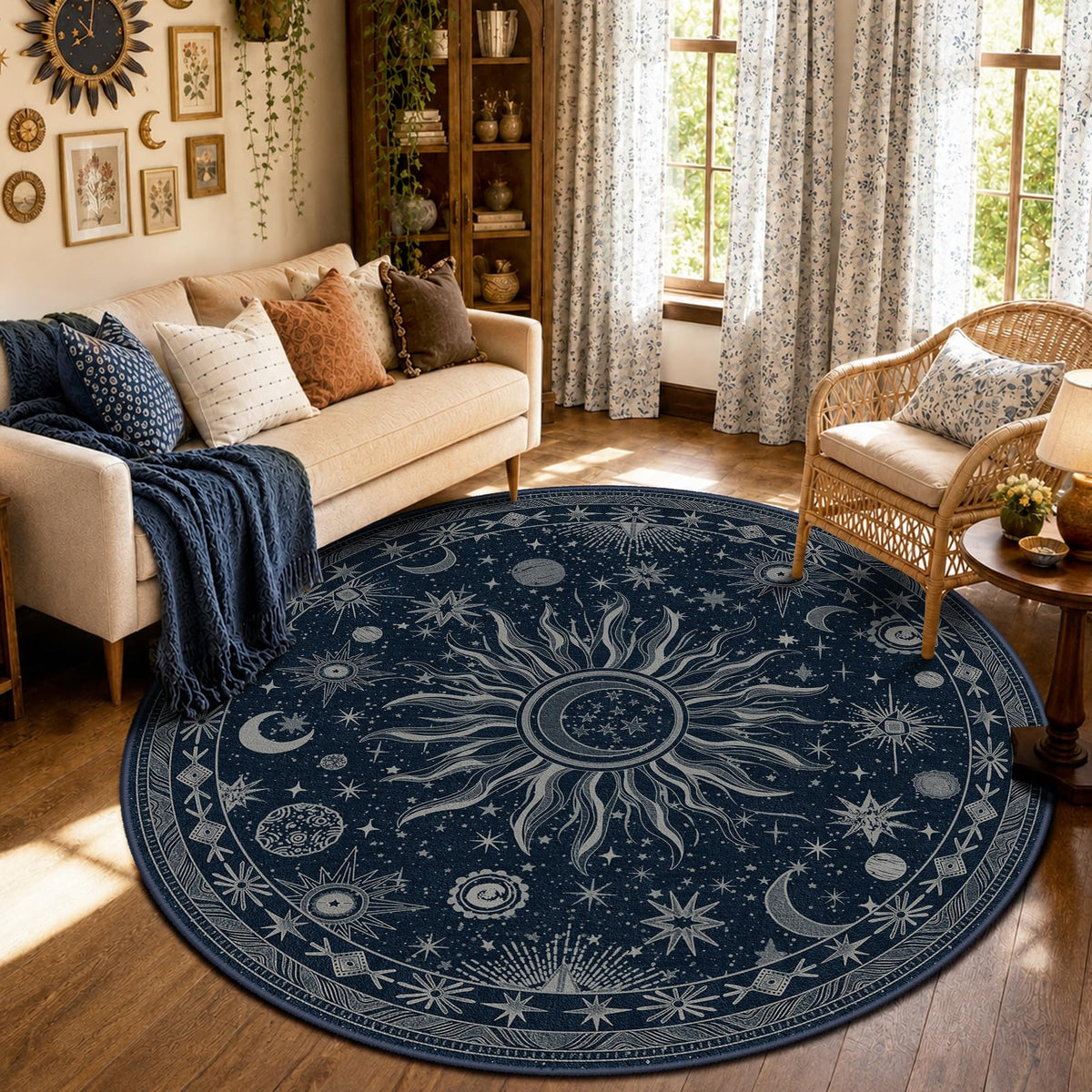 Vacuum-Friendly, 5x7 Washable Area Rug, Black Gold Beige Red