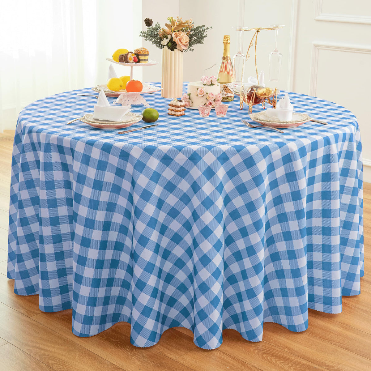 Waterproof Checkered Tablecloth Fabric - Rectangle 58x84 Inch Classic Gingham Buffalo Plaid Table Cloth for Indoor/Outdoor Use - Washable Table Cover for Kitchen, BBQs, and Parties