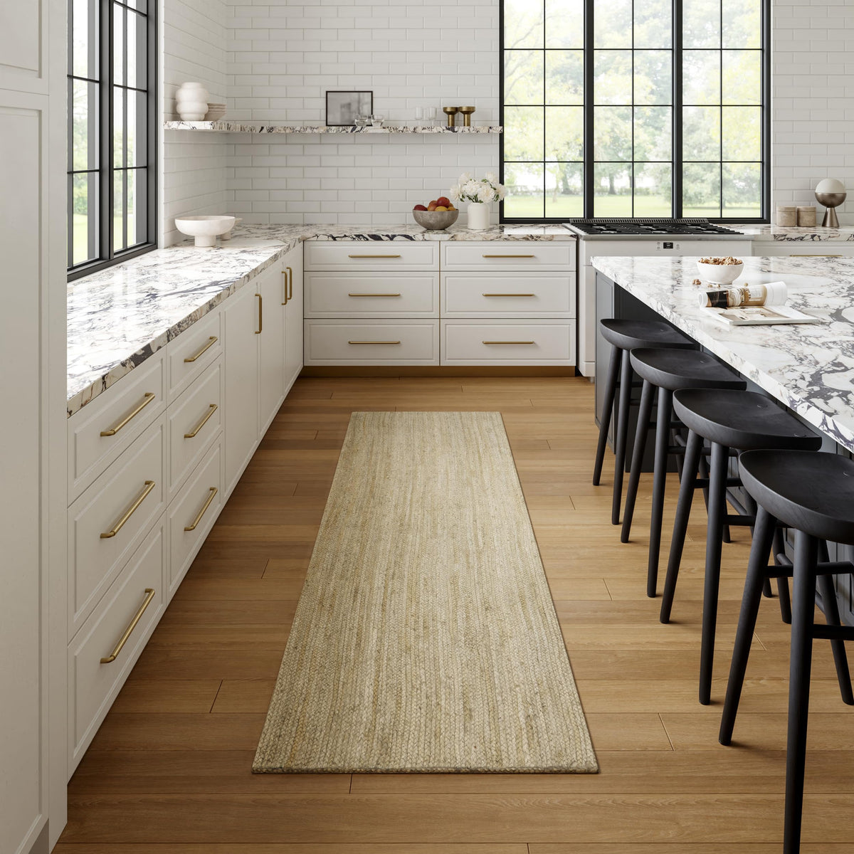 nuLOOM Rigo Natural Solid Flatweave Area Rug, 5' x 8'
