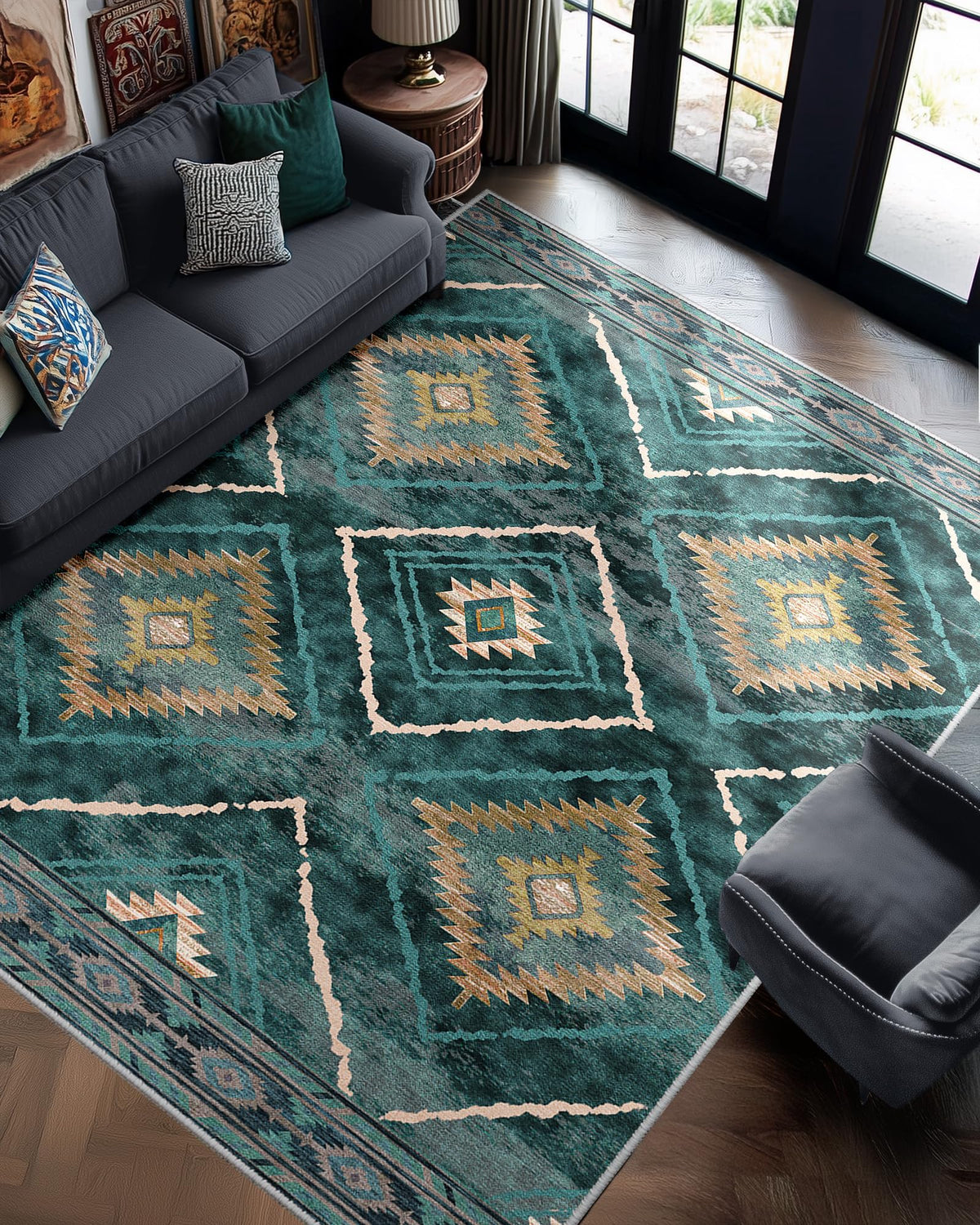 BESTSWEETIE 5'x7' Washable Area Rug for Living Room Bedroom Black