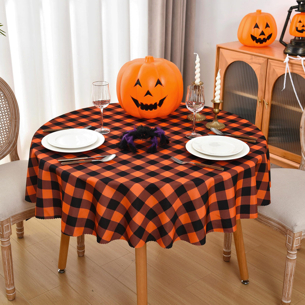 Waterproof Checkered Tablecloth Fabric - Rectangle 58x84 Inch Classic Gingham Buffalo Plaid Table Cloth for Indoor/Outdoor Use - Washable Table Cover for Kitchen, BBQs, and Parties