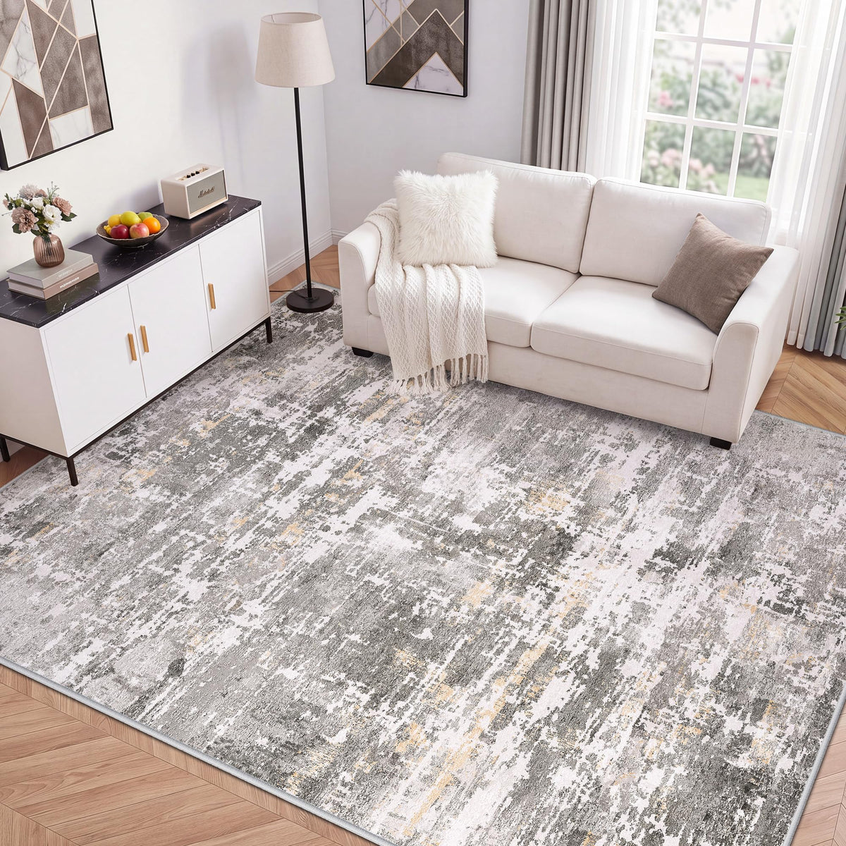 LIVELYGLOW 5x7 Washable Vintage Area Rug, Bedroom Dorm Rug