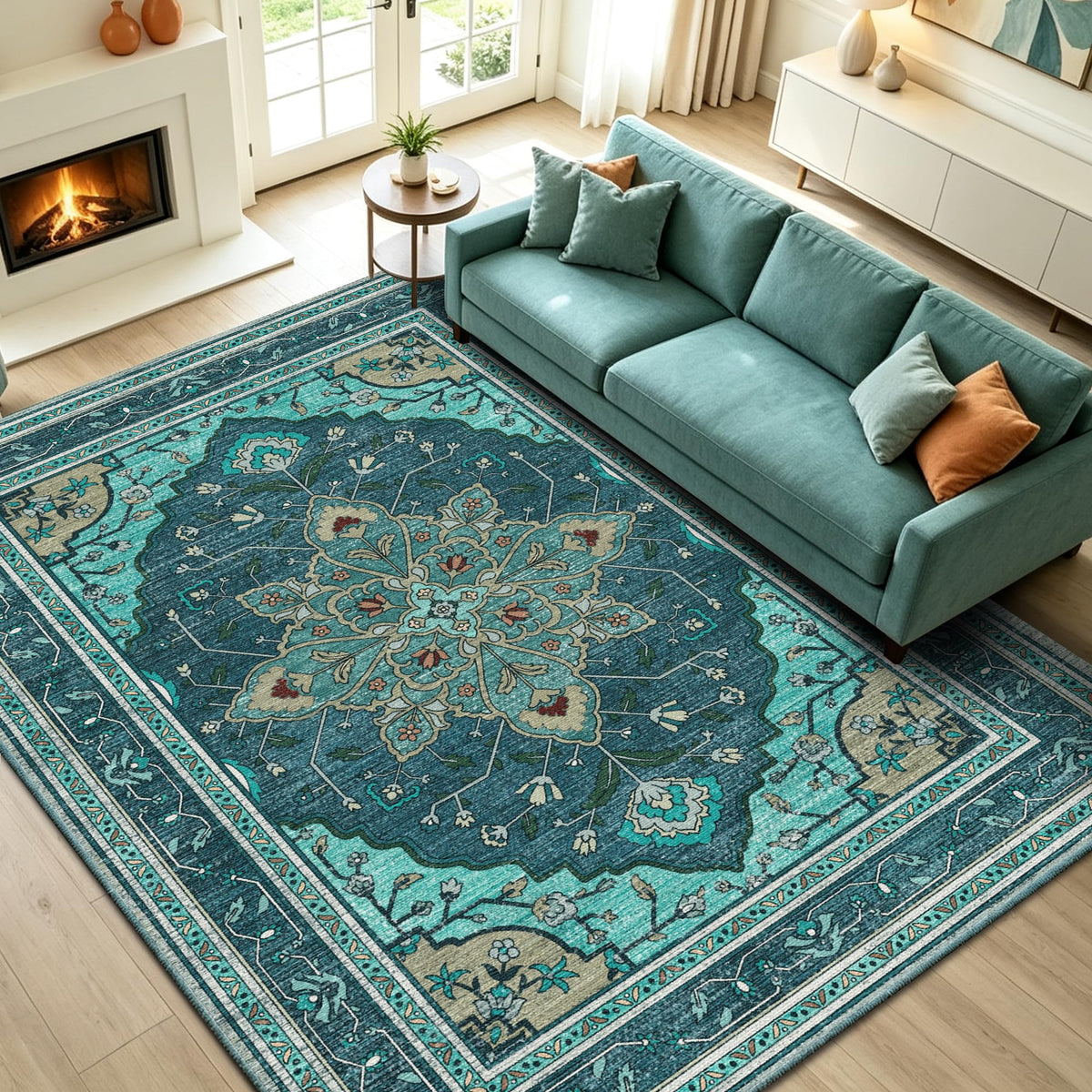 YARNSCAPE 2' x 3' Machine Washable Area Rug, Non-Slip Low-Pile Carpet
