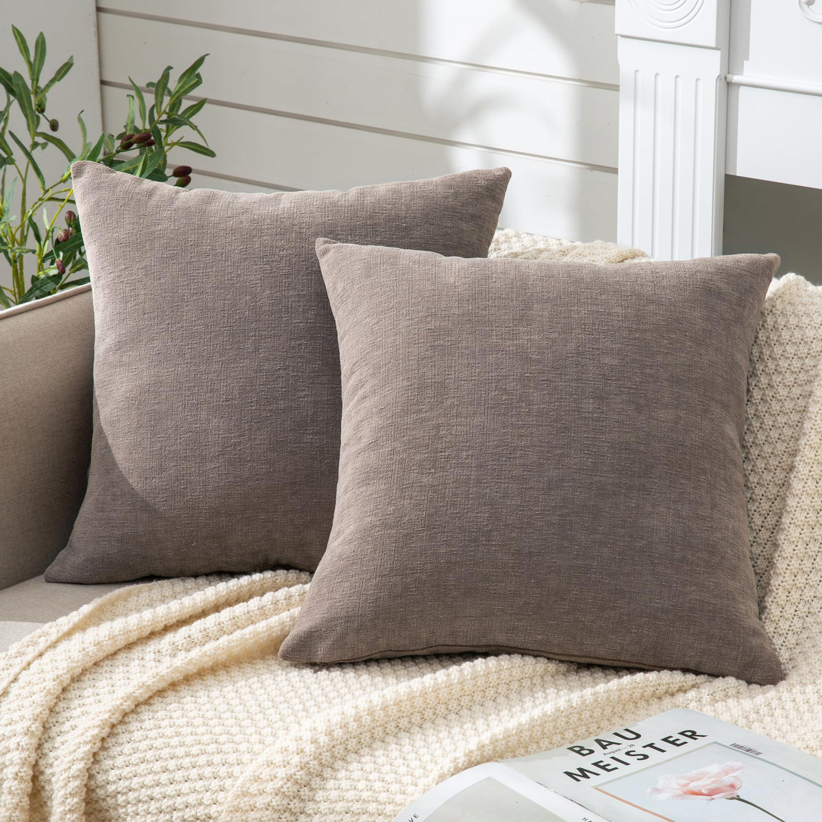 GAWAMAY Decorative Throw Pillow Covers 16x16 Inch Set of 2, Super Soft Chenille Square Pillows Farmhouse Fall Pillowcase for Living Room Bedroom Sofa Couch Cushion Cover Navy Blue 40x40cm