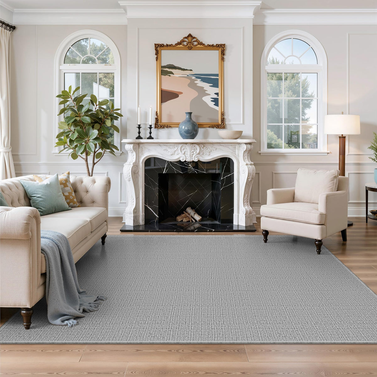 Valenrug Washable Rugs 5x7, Non Slip Large Area Rugs for Living Room, Beige