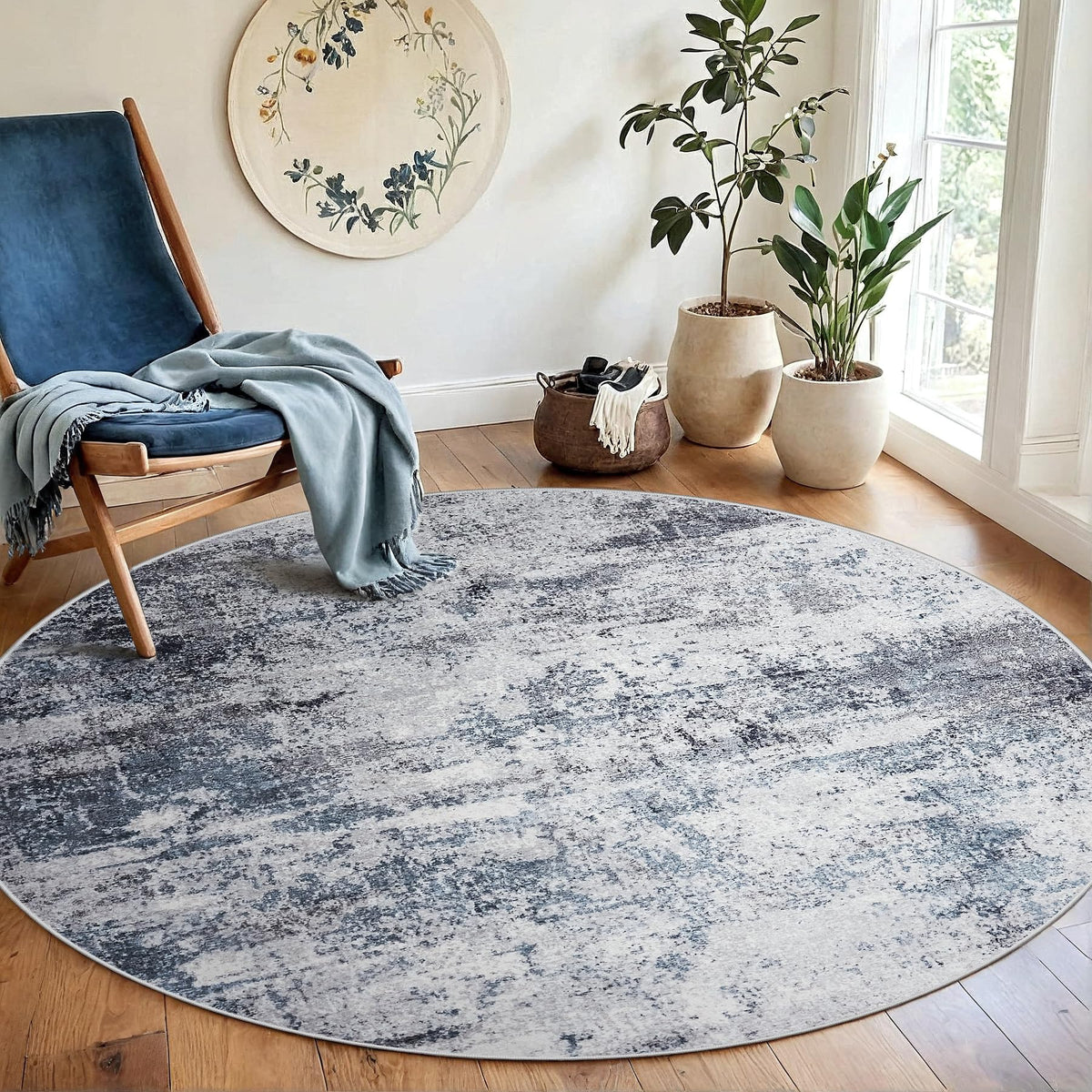 8x10 Area Rugs for Living Room Washable Bedroom Dining Room Blue Grey