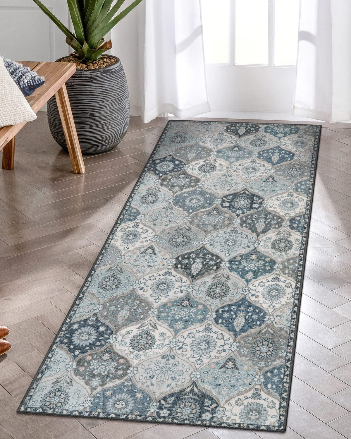Lahome Moroccan Machine Washable Rugs for Living Room, 4x6 Rug for Bedroom