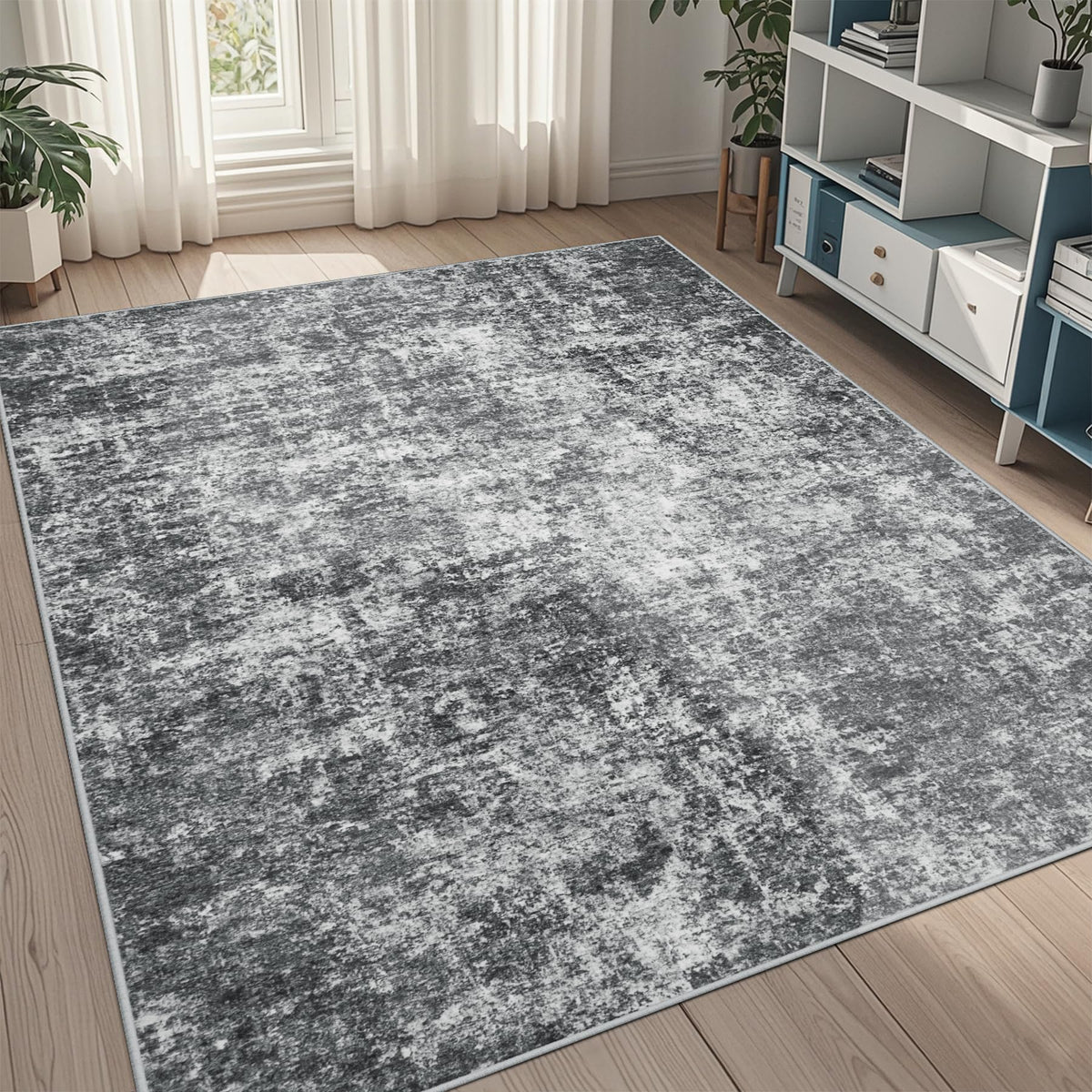 8x10 Area Rugs for Living Room Washable Bedroom Dining Room Blue Grey