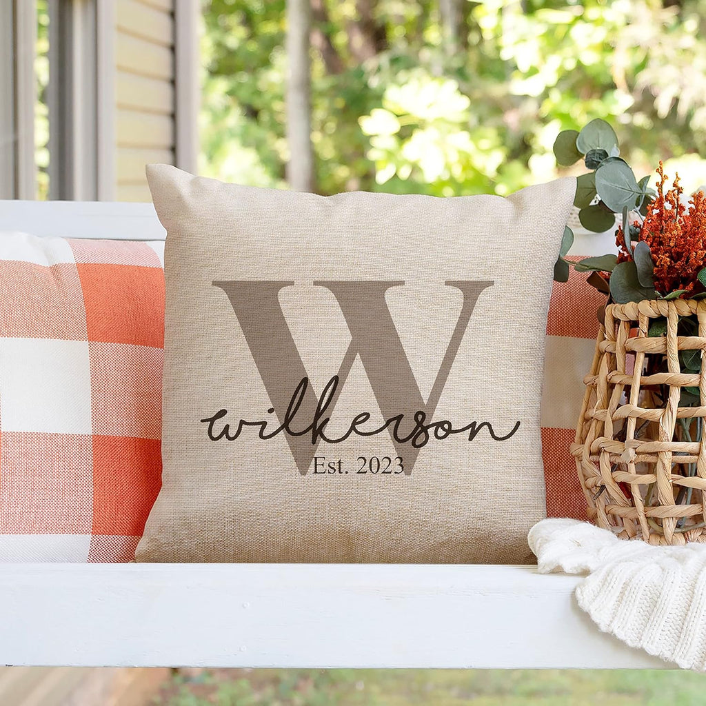 Personalized Monogram Throw Pillow 16x16 – Custom Name Cushion + Insert